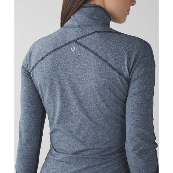 Lululemon Kriss Cross 1/2 Zip Pullover Heathered Inkwell Blue Thumbholes Size 6 - Picture 9 of 16